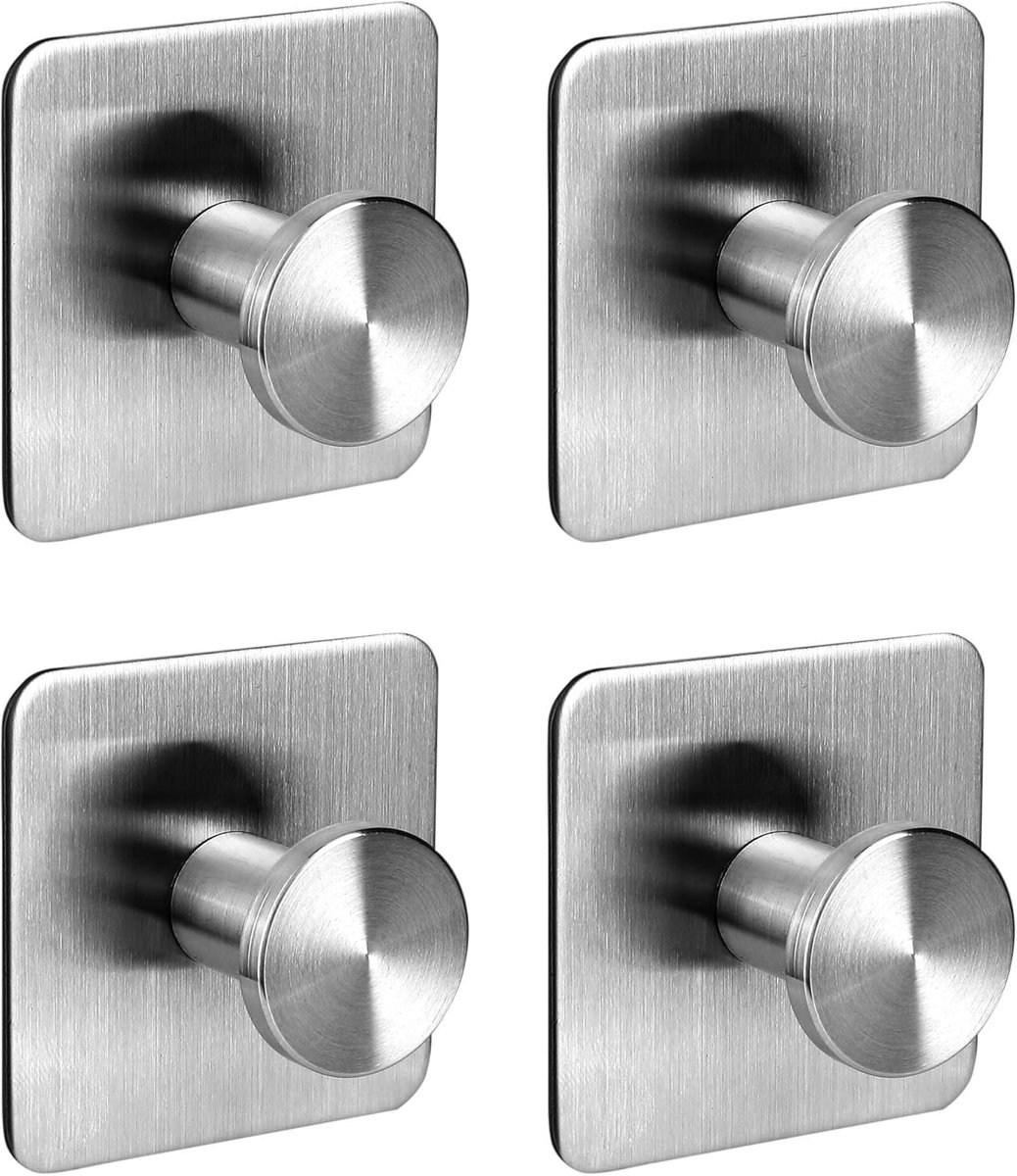 Famanu – Handdoekhaken zonder boren – zelfklevend – RVS geborsteld – set van 4