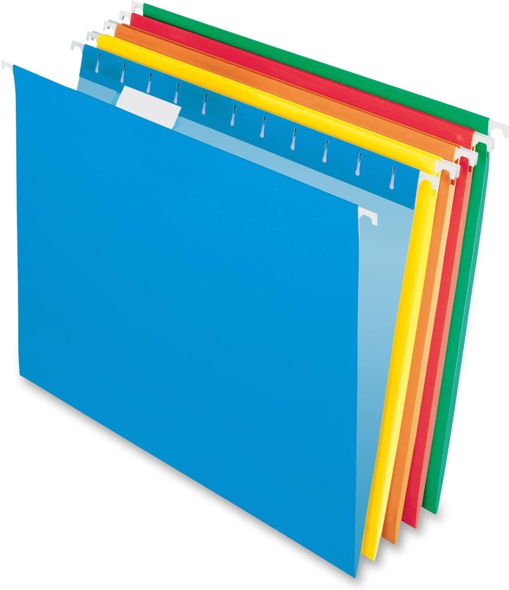 Gigicial Archiefmappen - Hangmappen In Briefformaat - Vierkante Bodem Met Kartonnen Inzetstuk Voor Documentenopslag - 5 Stuks - Rood Blauw Groen Geel Oranje