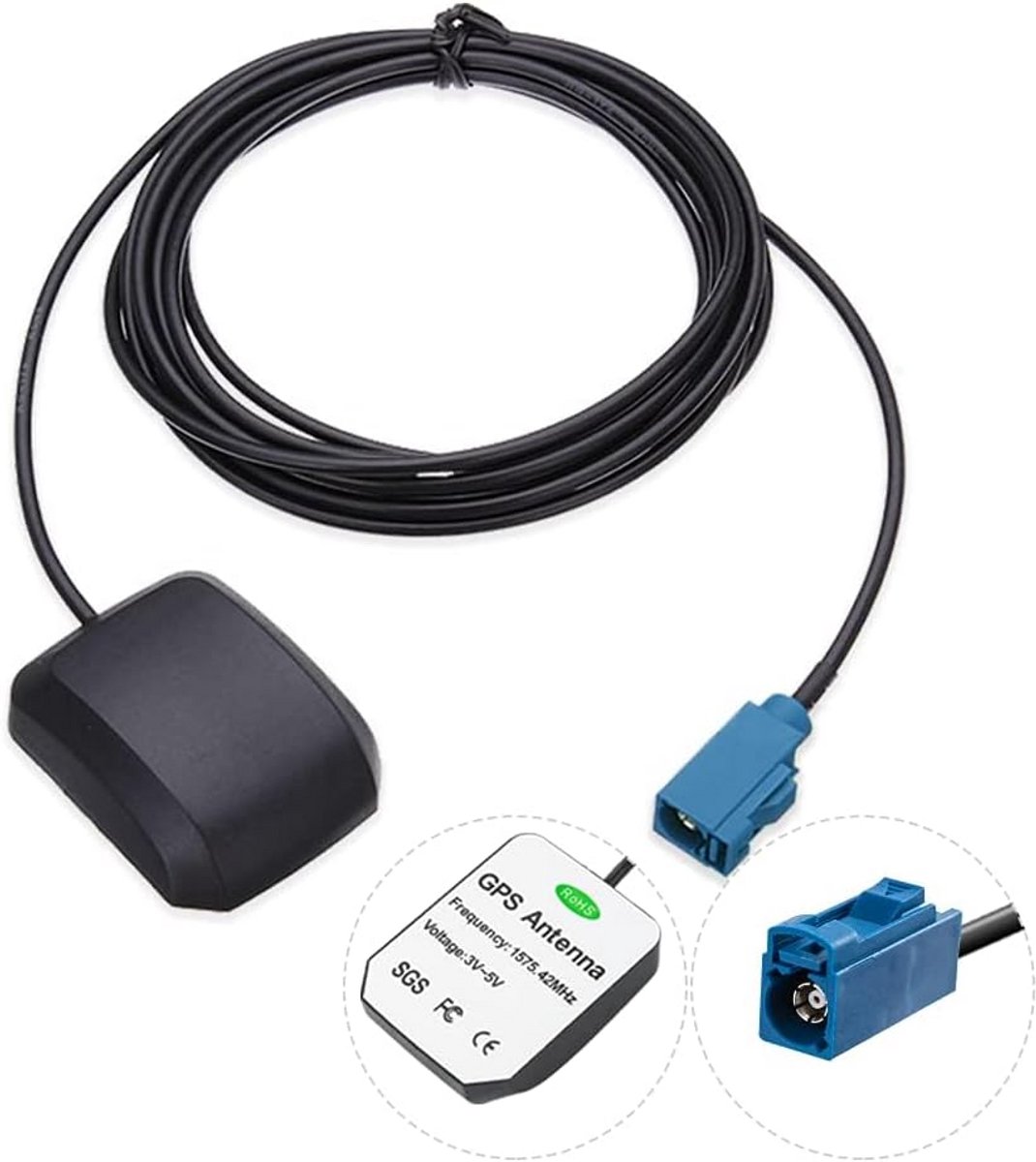 Universele GPS Auto Antenne 1575.42 MHz met Fakra C Adapter en Magnetische Voet