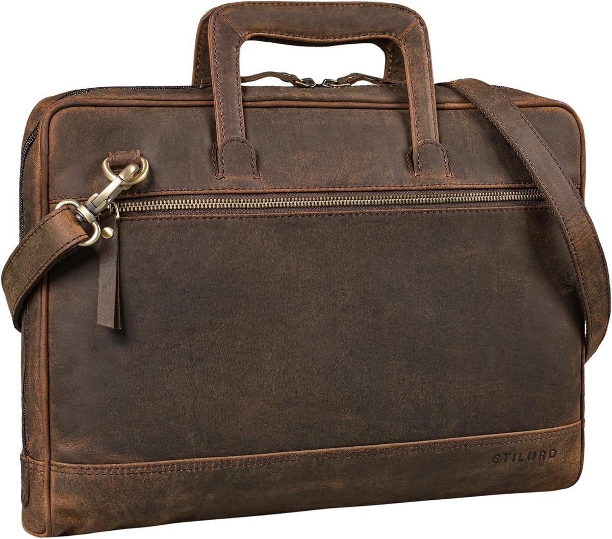 Leren Aktetas Vintage voor 13-15 Inch Laptop en A4 Documenten voor Heren en Dames