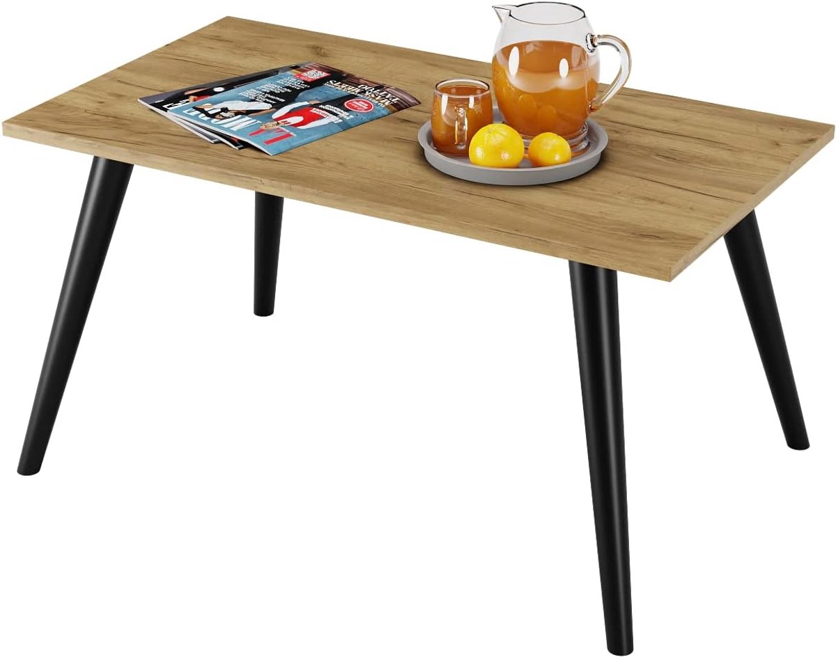 BOGATECO Scandinavische Salontafel 90 x 50 x 47 cm - Banktafel met Beukenhouten Poten - Moderne Woonkamertafel - Keuze uit 7 Kleuren