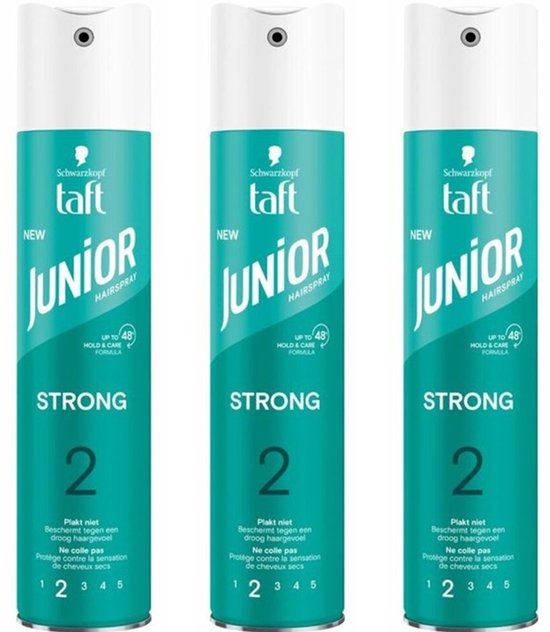 Taft Junior Haarspray Strong 2, voordeelverpakking van 3 x 250 ml.