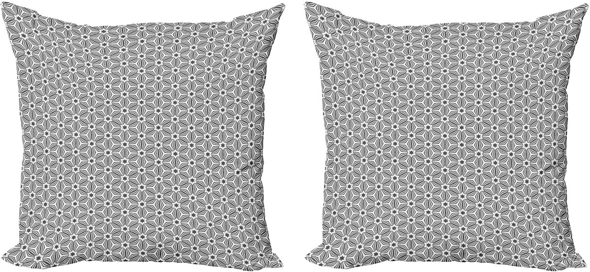 ABAKUHAUS Grijze en witte kussensloopset (2 stuks), retro diamantsterr 45 cm, antracietgrijs en wit
