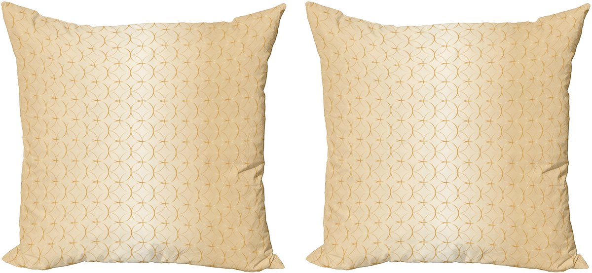 ABAKUHAUS Beige decoratieve kussenhoes, 2-pack, geometrisch goudpatroon, 40x40 cm, licht perzikbruin