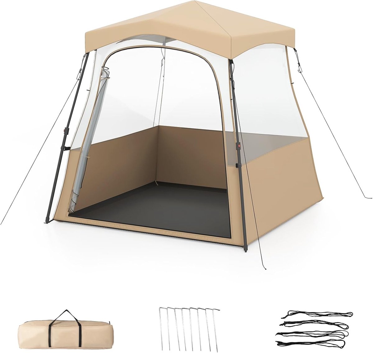 KOMFOTTEU Pop-up tent, transparante sporttent met weerbestendig dak, metalen haringen, windtouwen en draagtas, stabiele bubbeltent, beschermtent voor sportevenementen, vissen, 160 x 160 x 174 cm