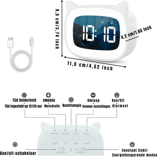 Core® Slaaptrainer Kinderen - Slaaptrainer - Kinderwekker - Digitaal - Wit - ‎3cm x 4cm x 10cm van Merkloos — afbeelding 4