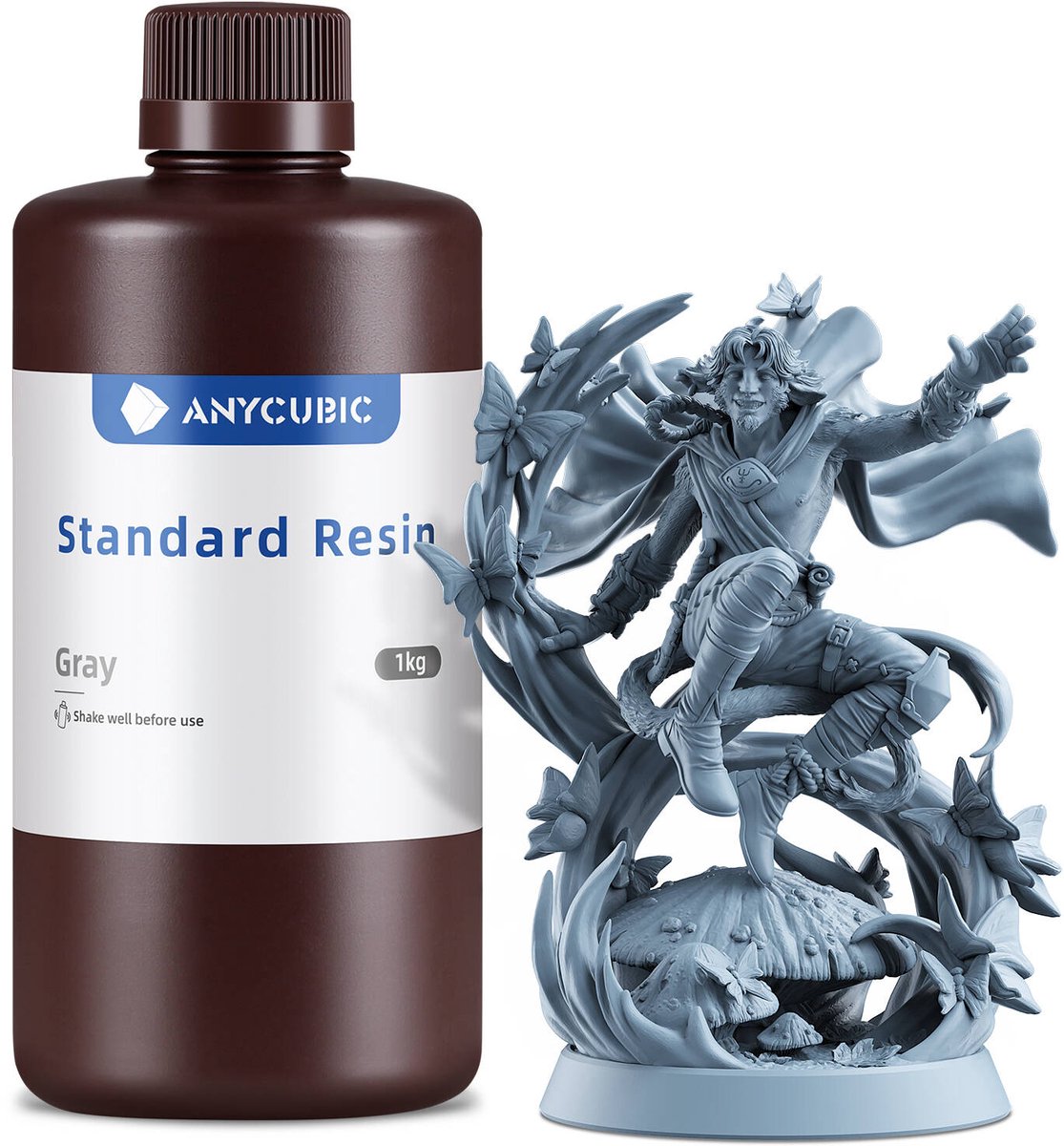 Anycubic Standard Resin Grijs 1KG – UV Resin met Hoge Precisie voor LCD/DLP/SLA 3D Printers