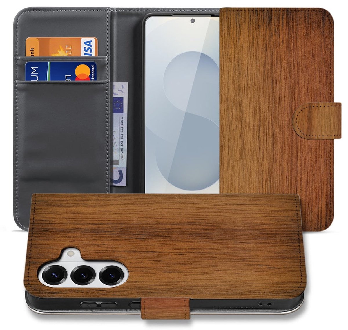 Samsung Galaxy S26 Plus Book Case Donker Hout