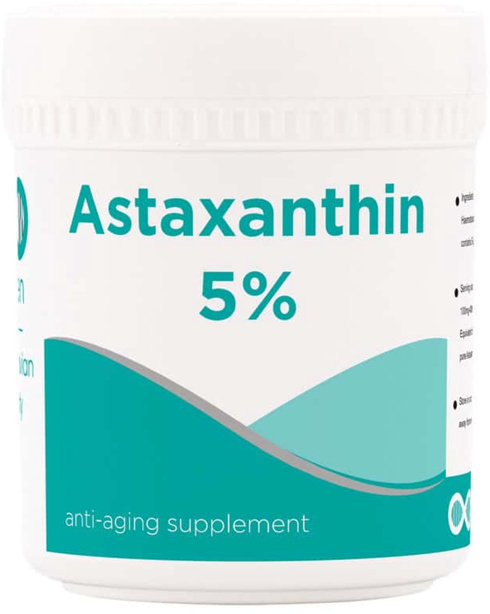 Astaxanthine - 100% puur algen extract waarvan 5% wermzame stof Astaxanthine - 10 gram poeder - incl. maatlepel - Europese kwaliteit - Laboratorium getest op zuiverheid
