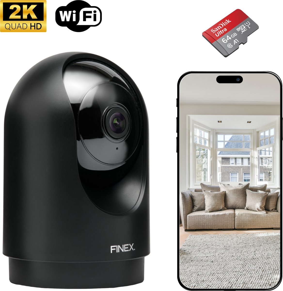 Finex Beveiligingscamera Binnen met Nachtzicht en 2‑weg - Finex™ - €54,90