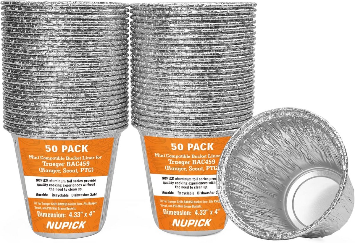 50 Pack Mini Vet Emmer Liner voor Grill - Compatibel met Traeger Ranger, Scout, PTG