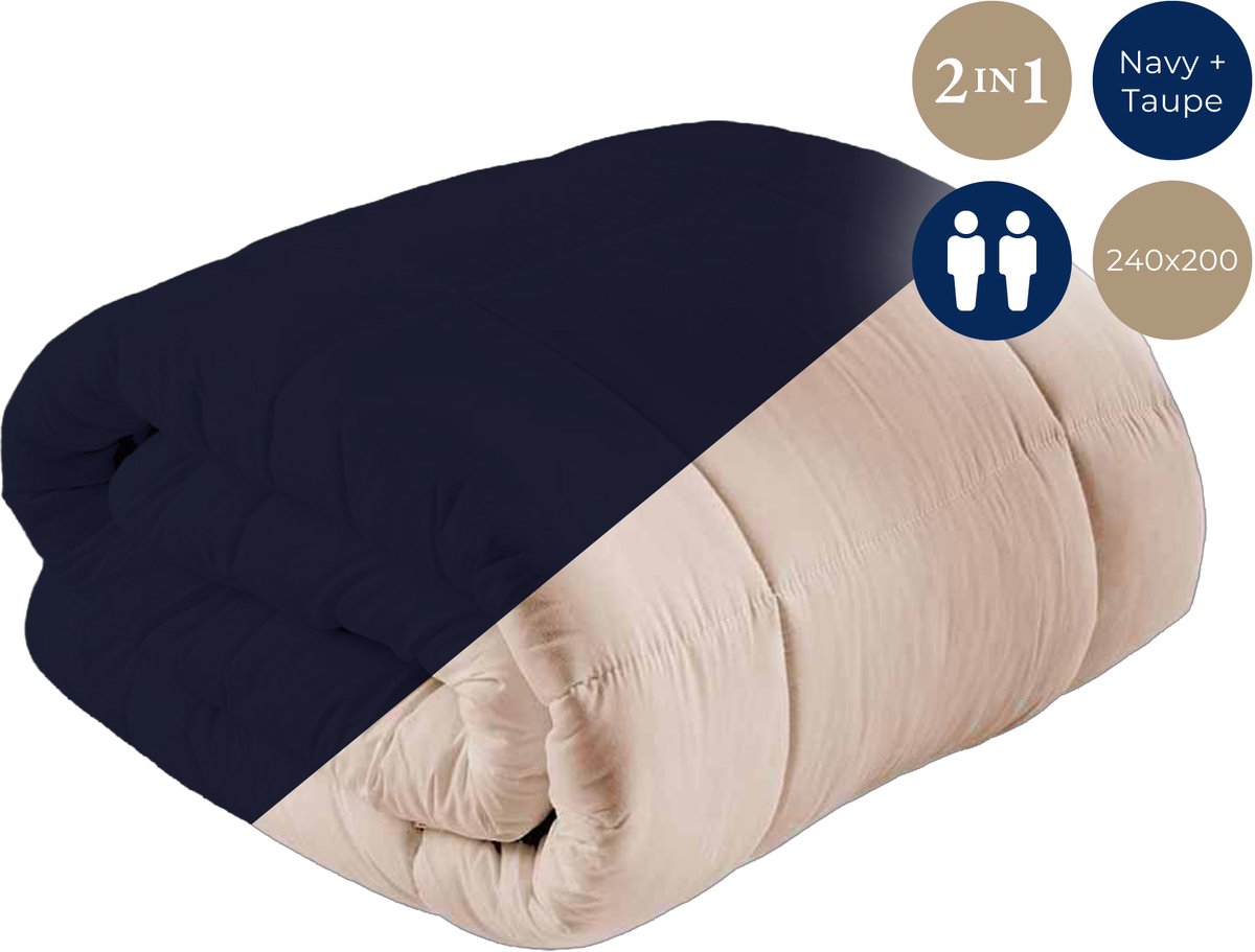 Meilleur Dekbed zonder overtrek - Wasbare dekbedden - 240X200 - Taupe - Navy