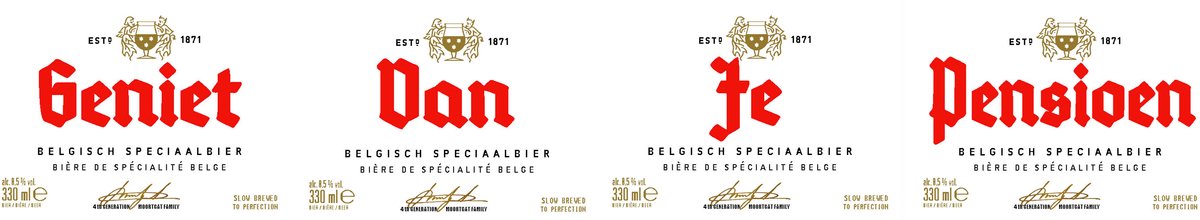 Duvel Bier etiketten 'Geniet Van Je Pensioen' (4 stuks) - Waterafstotende Vinyl bier stickers - Cadeau Pensioen