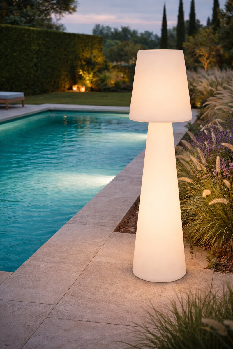 Fameilleur Vloerlamp voor in de Tuin-LED Vloer lamp met Afstandsbediening, staande lamp- Gekleurd of Warm-Wit Licht, Perfect voor Buiten, Tuinverlichting, Sfeerverlichting voor Terras, Tuinlamp, Waterdichte Buitenlamp, Energiezuinige Verlichting-tuin