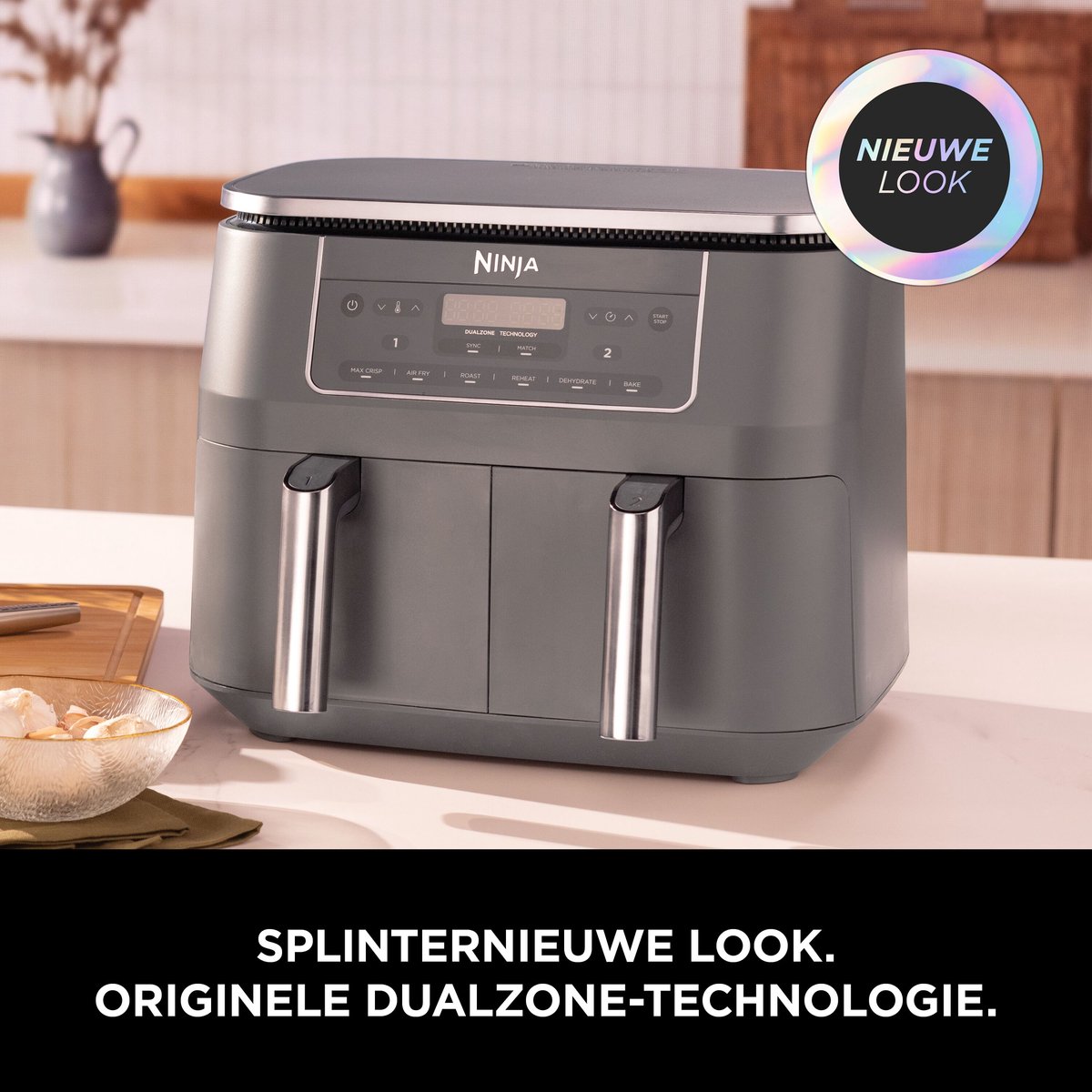 Ninja Dubbele Airfryer XXL - 7.6 L - Nieuw 2026 Model - 40 tot 240 Graden - 2470 W Vermogen - Dual Zone Technologie - DZ300EU — afbeelding 3