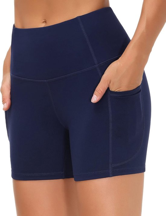 Hoge Taille Yoga Shorts voor Vrouwen - Buikcontrole Fitness Shorts met Diepe Zakken — afbeelding 5