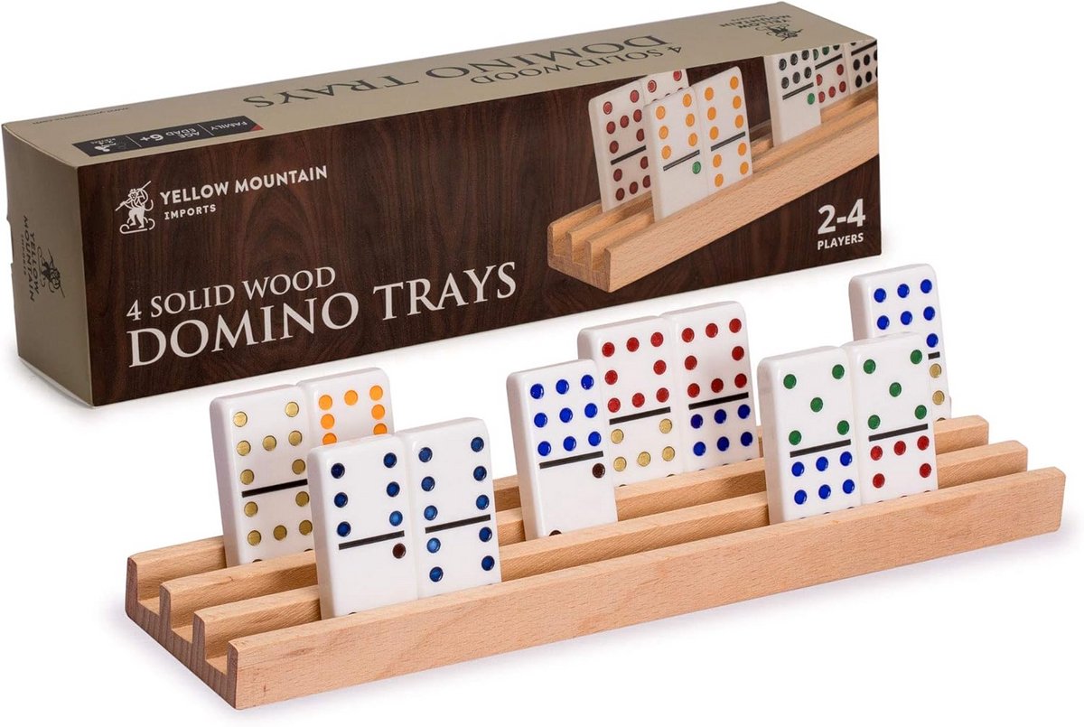Premium Beukenhouten Dominohouders - Set van 4 - Perfect voor Mexican Train