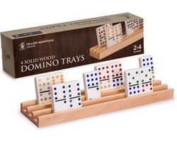 Premium Beukenhouten Dominohouders - Set van 4 - Perfect voor Mexican Train