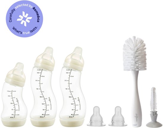 Difrax Babypakket - Newborn - Flessenborstel, Babyfles, Flessenspeen - Babyshower