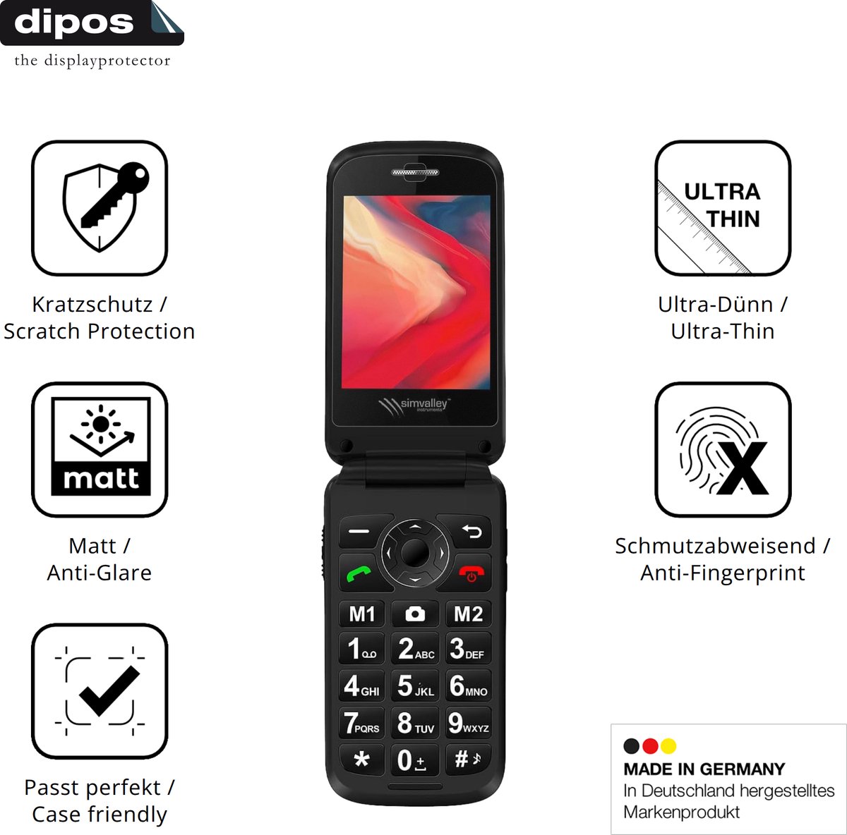 dipos – 4x Matte Beschermfolie geschikt voor Simvalley Mobile XL-970 | Krasbestendige & antireflecterende Screenprotector Ultra-Thin