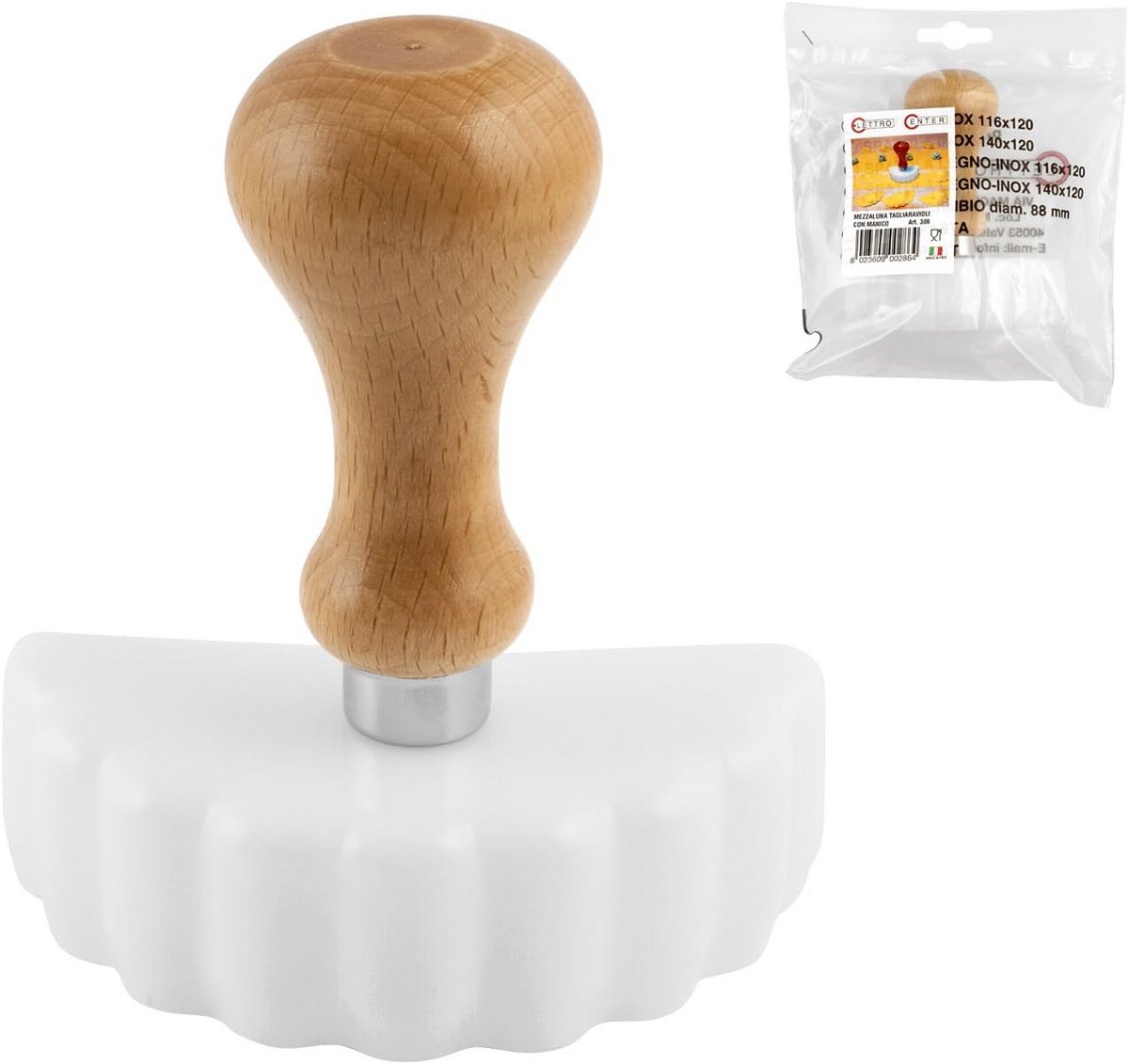Pasta snijder voor ravioli van hout met ergonomische handgreep