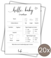 Babyshower Invulkaarten 20 stuks - Voorspellingskaarten - Babyshower Spelletjes - Jongen of Meisje - A6 - Zwart Wit