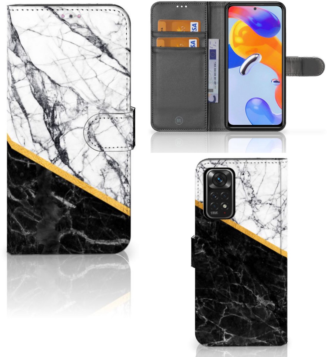 Xiaomi Redmi Note 11 Pro 5G/4G Bookcase Marmer Wit Zwart - Origineel Cadeau Man