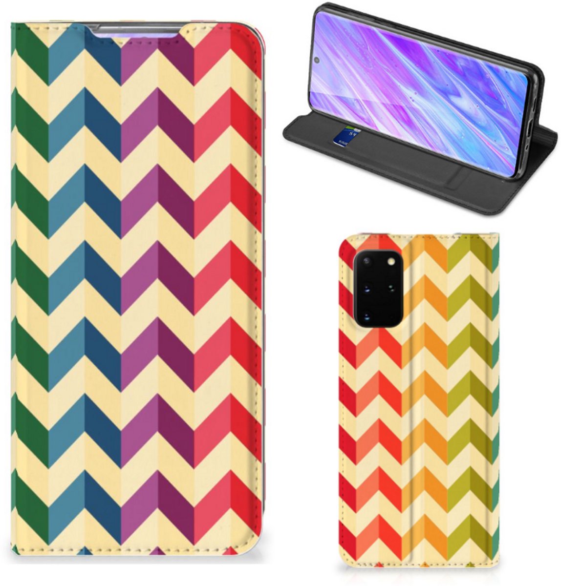 Samsung Galaxy S20 Plus Hoesje met Magneet Zigzag Multi Color