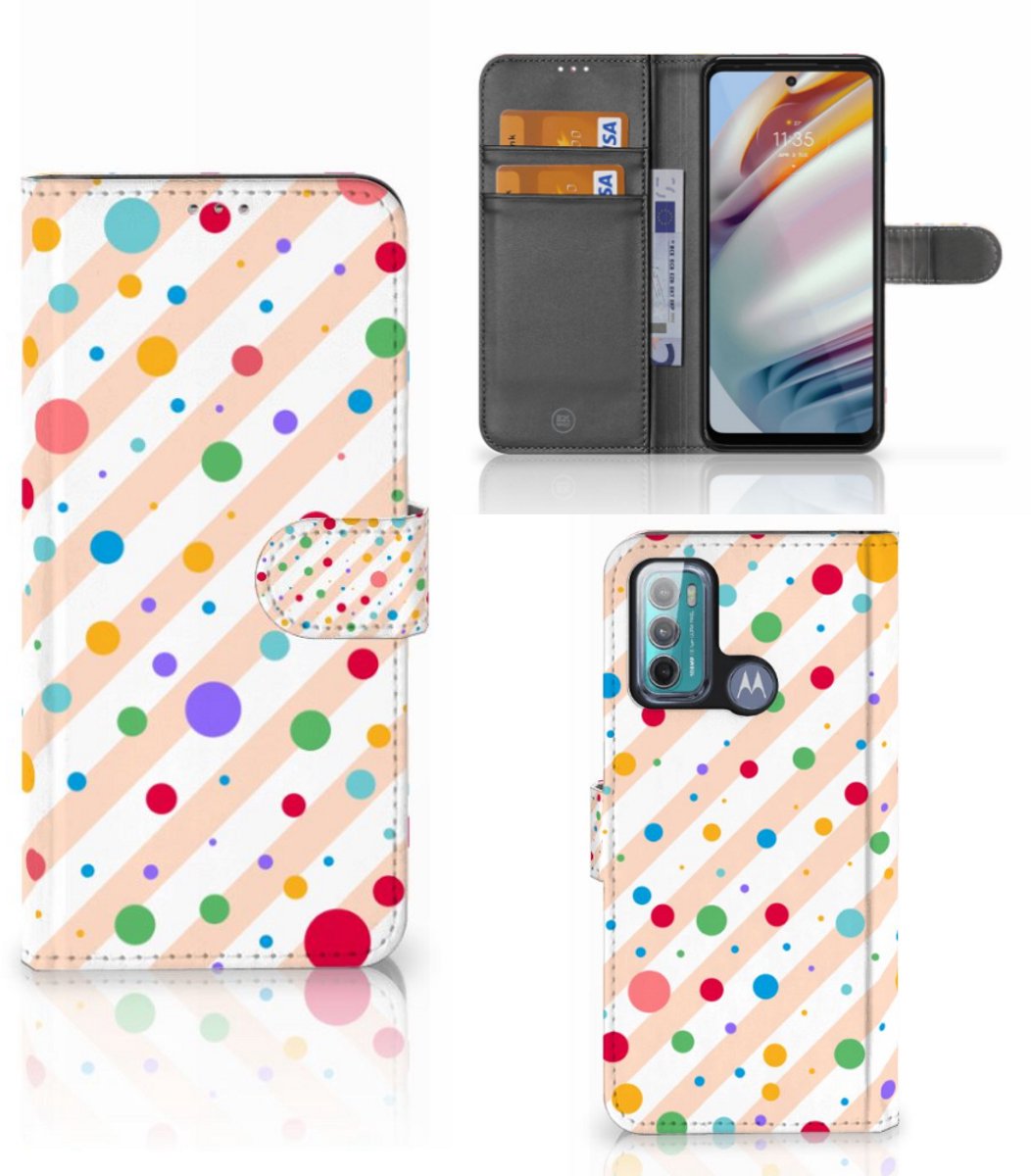Book Case voor Motorola Moto G60 Telefoon Hoesje Dots