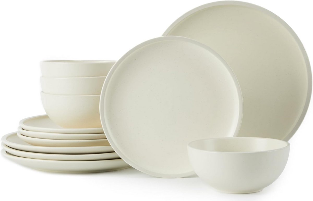 Witte Keramische Servies Sets - Magnetron Veilige Borden en Kommen voor 4 Personen