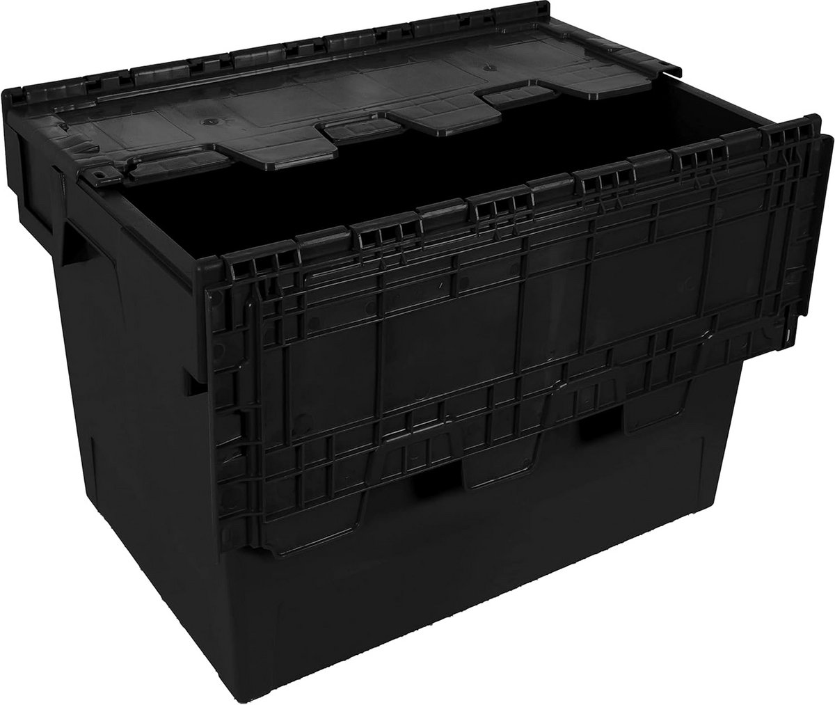 Eurobox opslag met deksel - 60 x 40 x 44 cm - zwart