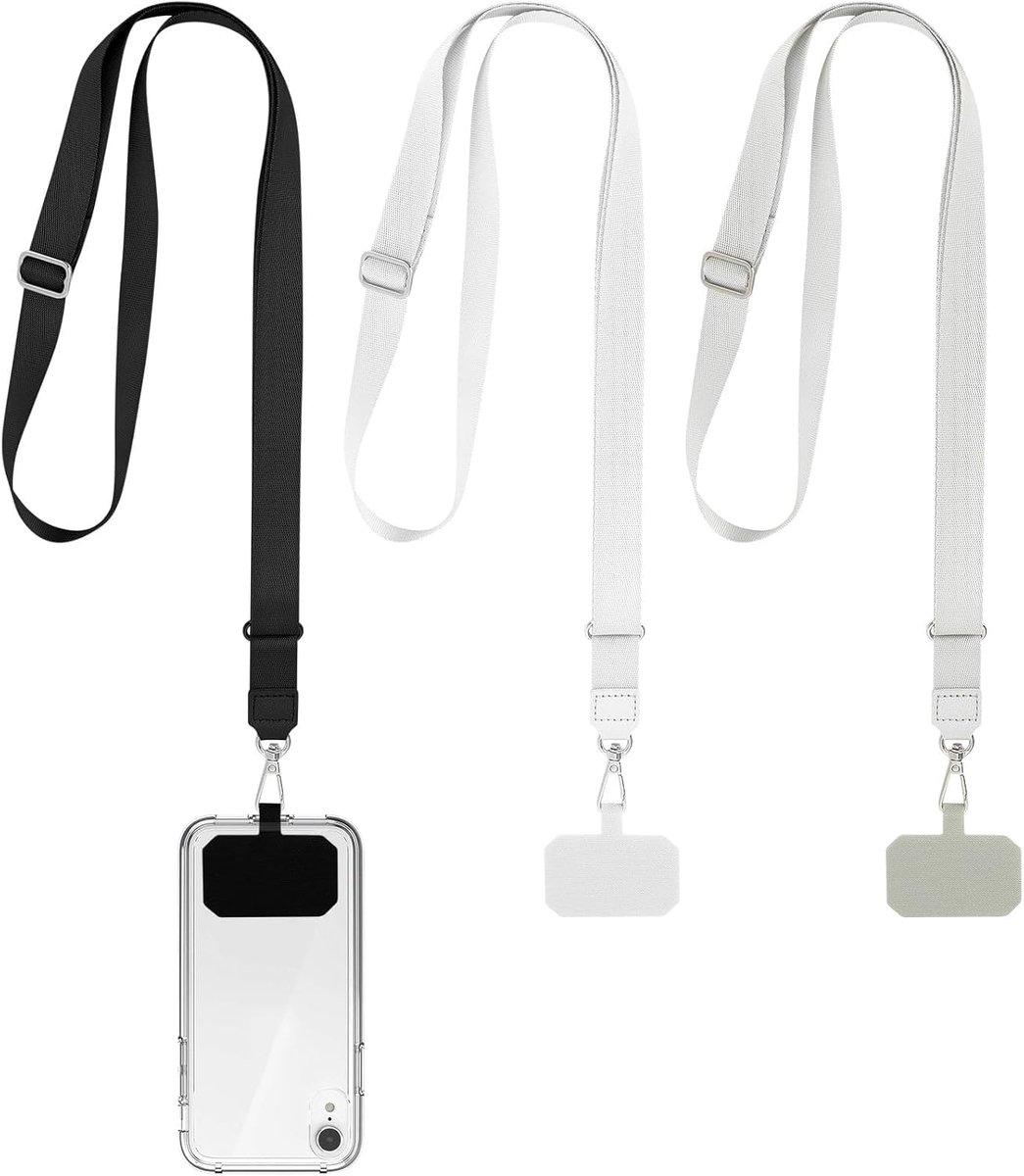 Set van 3 verstelbare lanyards voor smartphones - Meerkleurige telefoonkoord