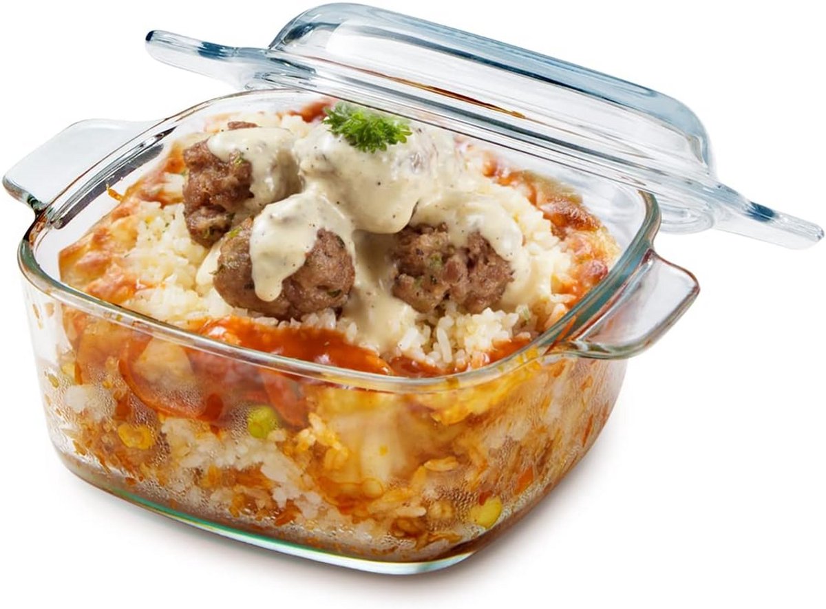 Glazen Ovenschotel Met Deksel - Diepe Vierkante Braadpan Voor Koken