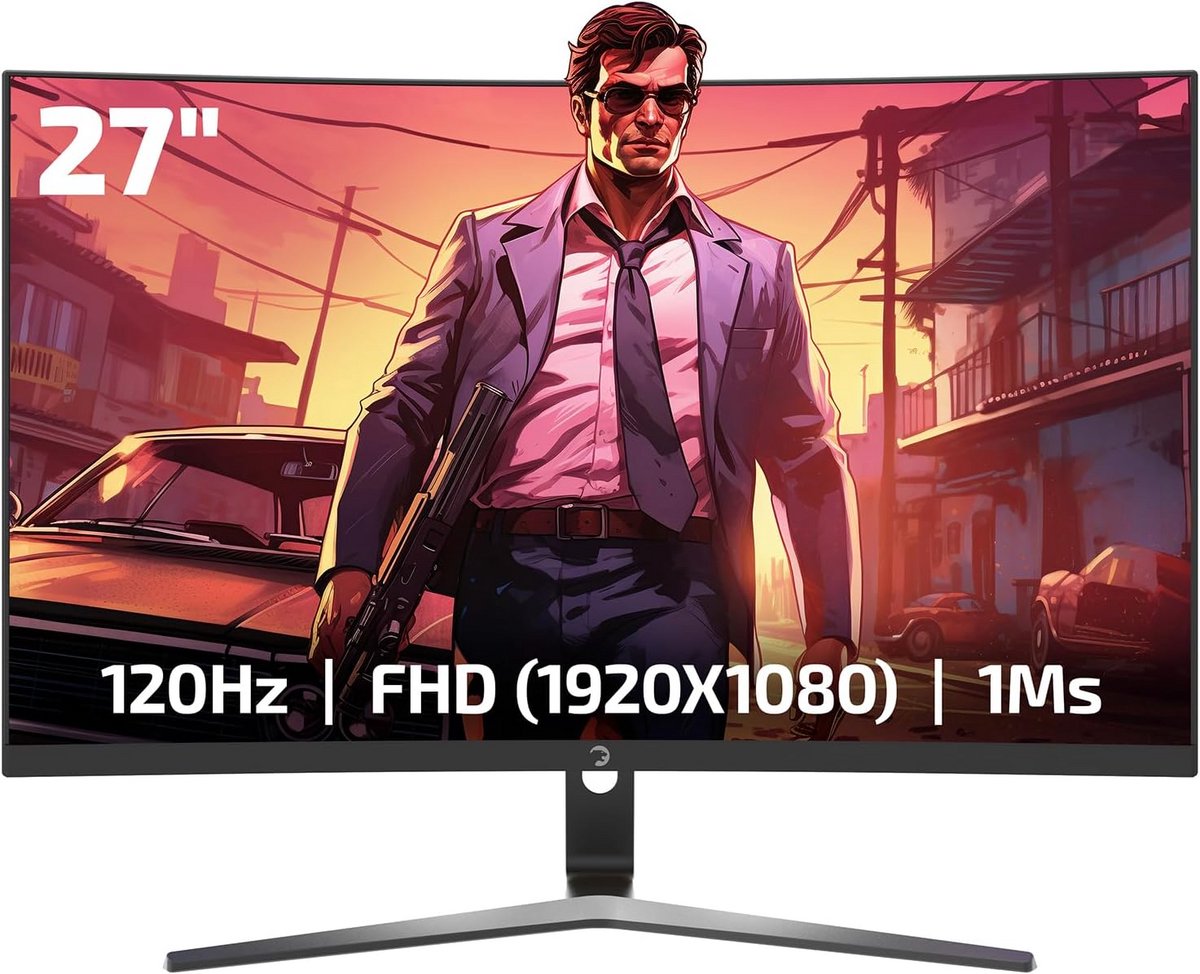 Curved Gaming Monitor 27 inch, 120 Hz, 1 ms, Full HD 1080P, VA 1800R, HDR-display, frameloos, FreeSync en G-Sync, met luidspreker