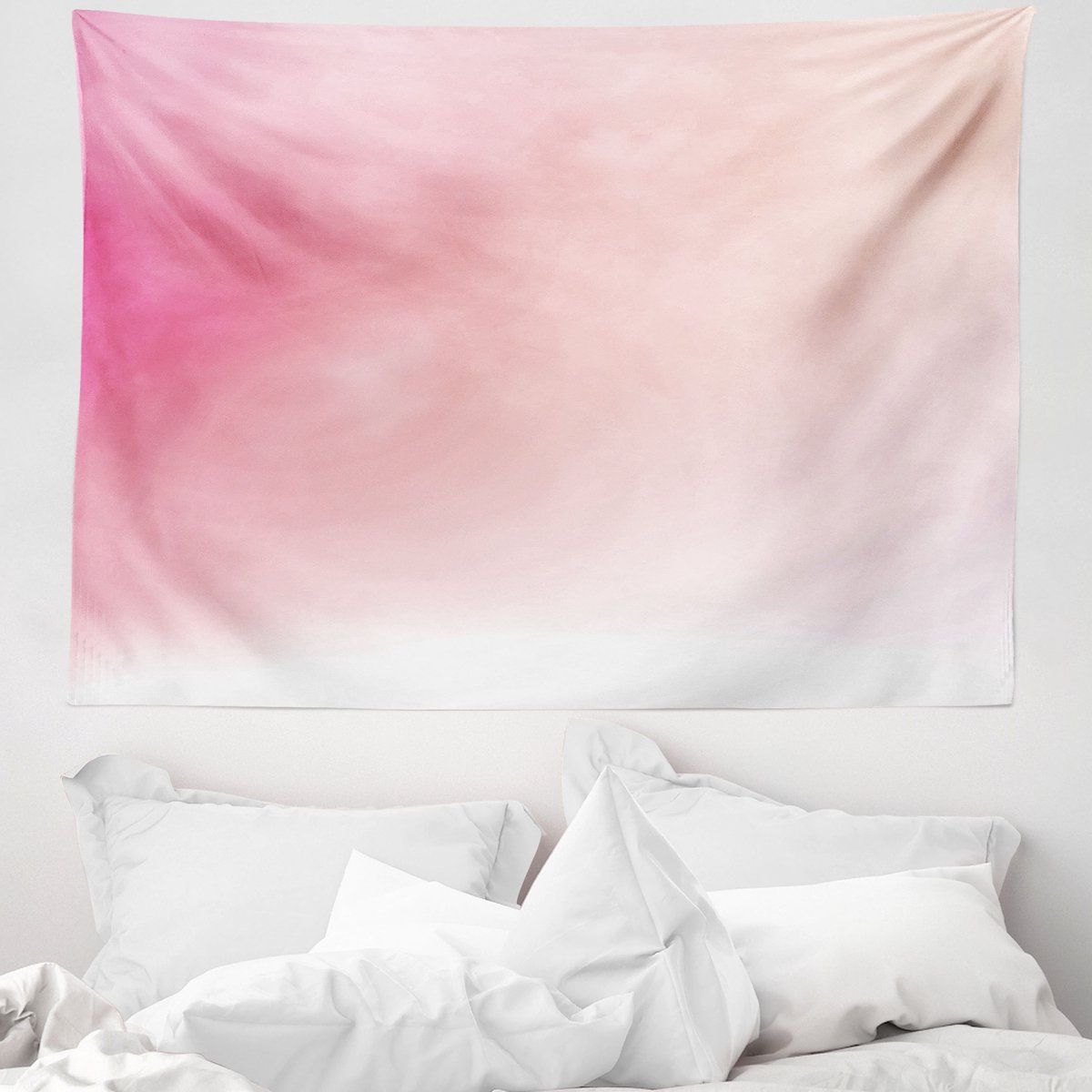 ABAKUHAUS Roze Wandtapijt en Sprei, Vervaagde Kleuren Fantasie, 150 x 110 cm, Roze Perzik-Wit Roze perzik wit