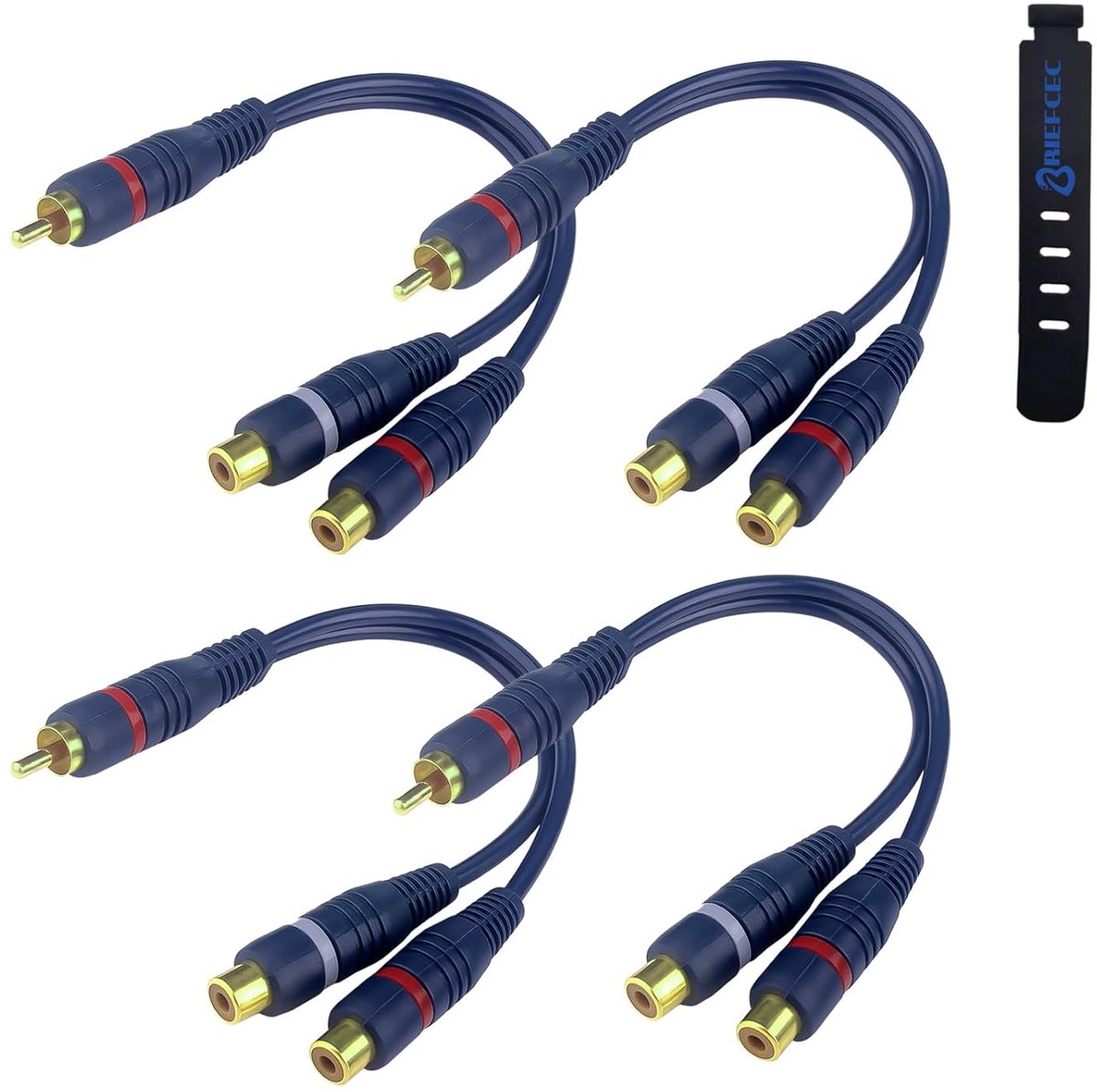 15 cm RCA Y-kabel (4 stuks) - 1 stekker naar 2 aansluitingen - RCA verlengkabel voor subwoofer, luidsprekers, versterker, platenspeler, ontvanger, thuisbioscoop