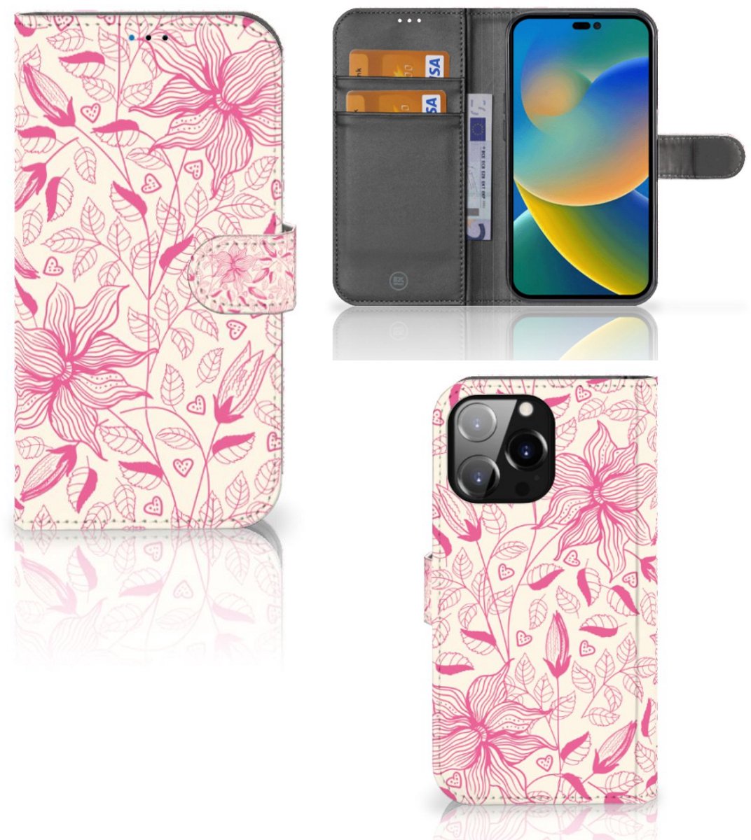 iPhone 14 Pro Max Hoesje Pink Flowers