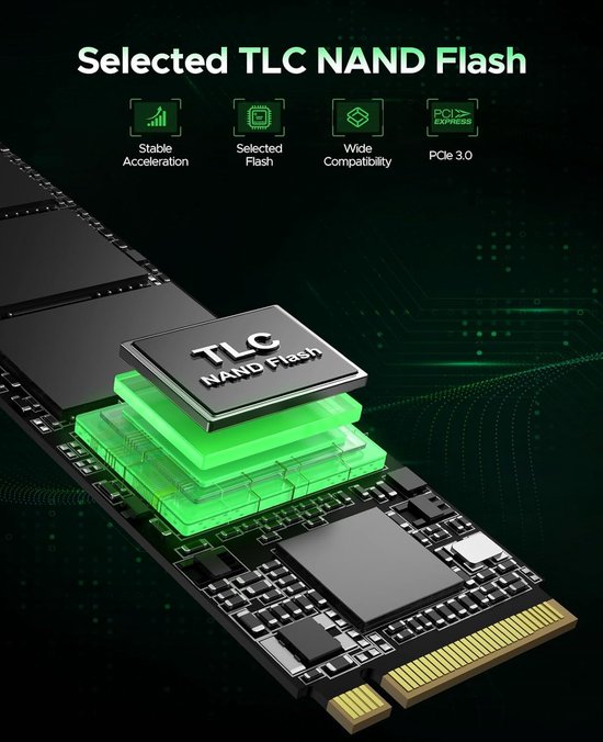 Interne SSD - Solid State Drive - Opslag Uitbreiden - NVMe PCIe Gen3x4 - 256 GB - Zwart — afbeelding 3