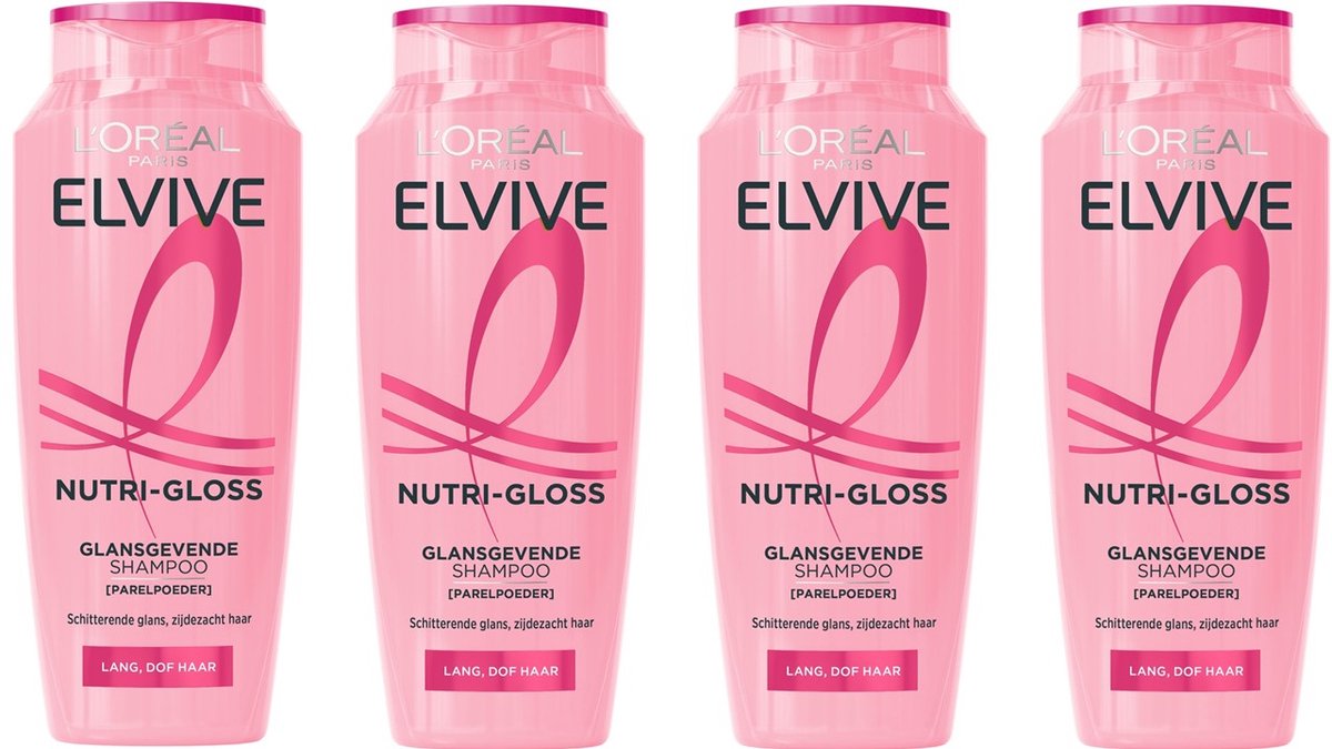 L’OREAL Shampoo Elvive Glansgevende Shampoo Voor Dof Haar - Geeft Schitterende Glans & Zijdezacht - 4 x 250 ml
