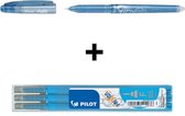 Pilot Lichtblauwe FriXion Ball 0.5mm Uitwisbare Pen + 3 stuks Navul inkt set