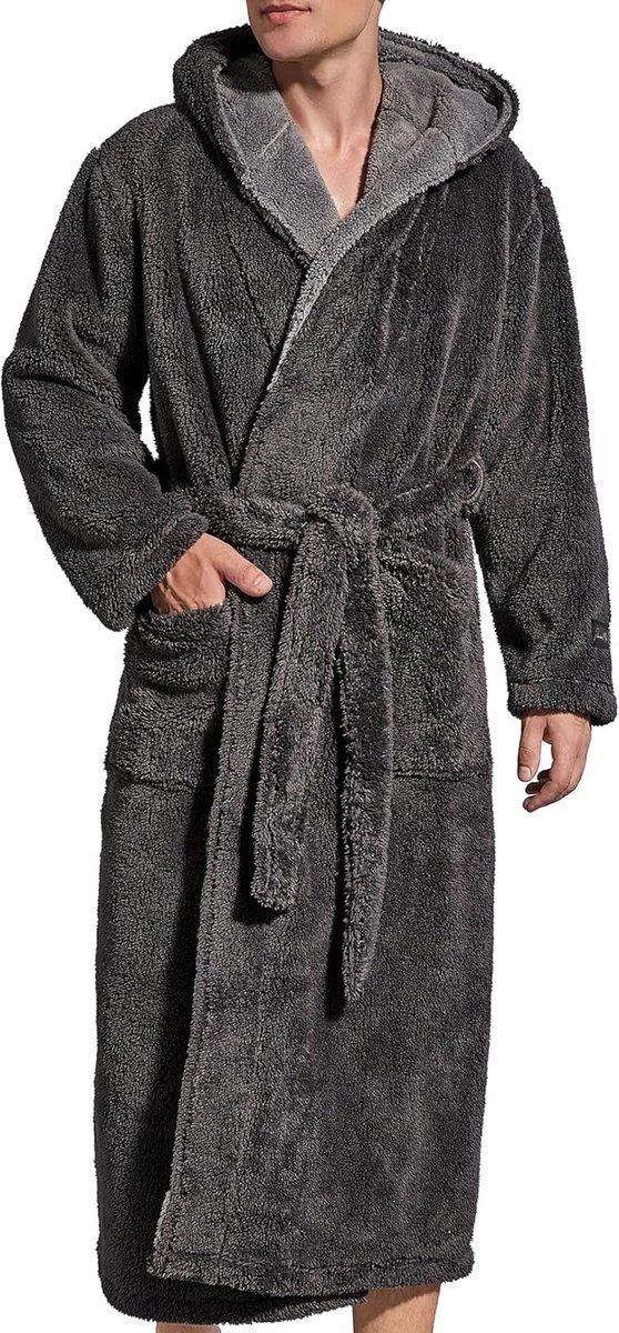 Fleece Pluche Badjas Heren met Capuchon - Ultra Zacht en Luxe Huisjas