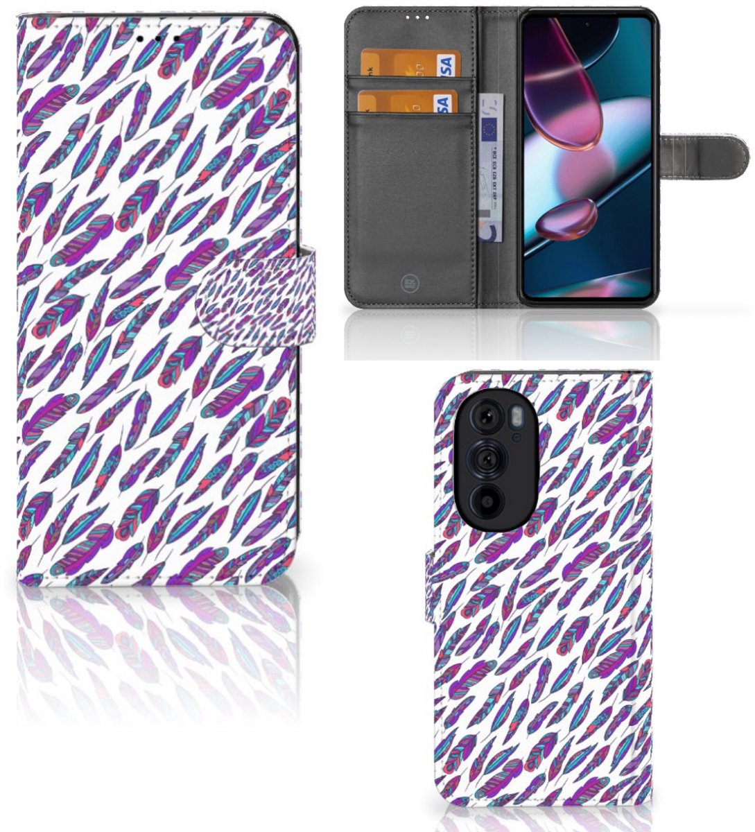 Motorola Edge 30 Pro Telefoon Hoesje Feathers Color