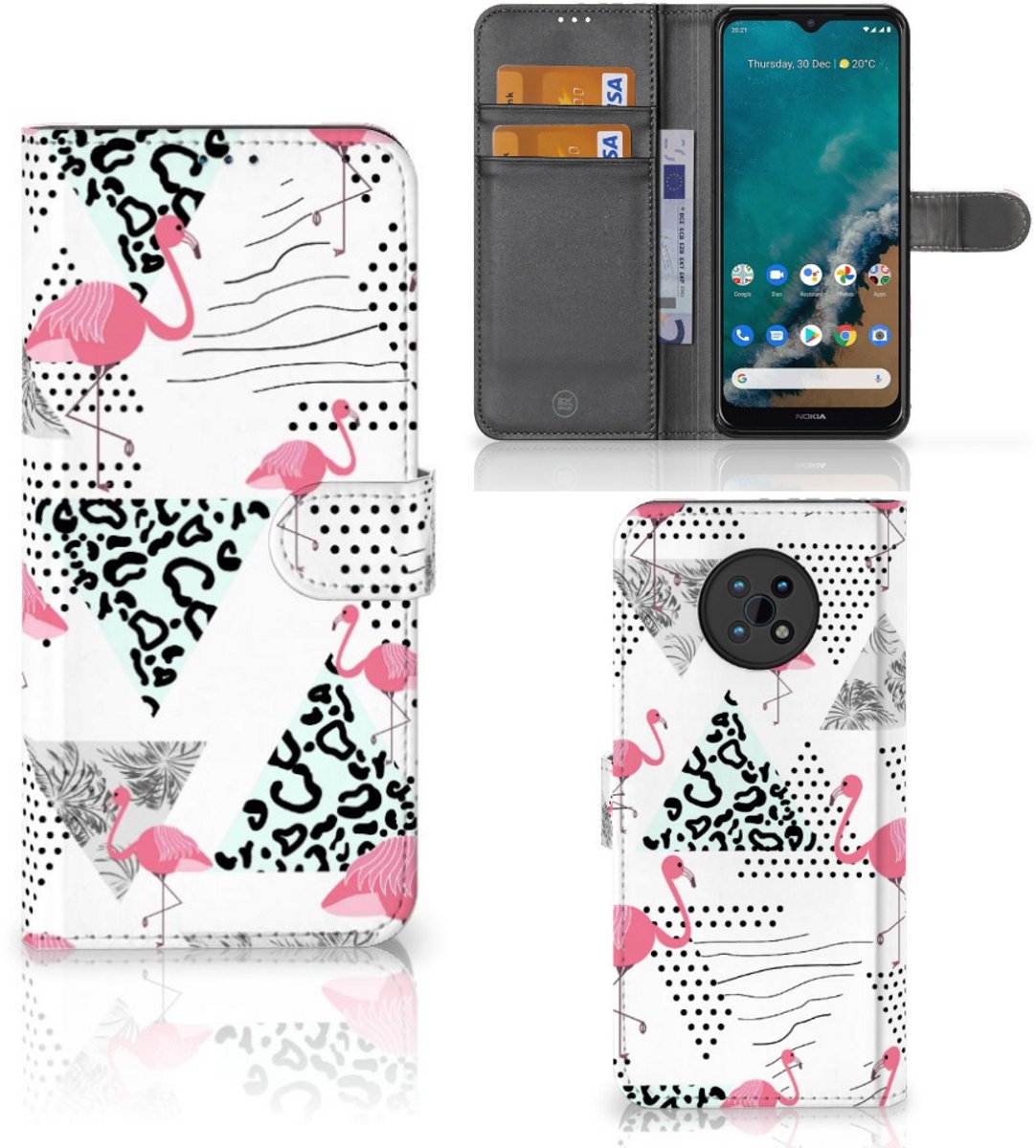 Nokia G50 Telefoonhoesje met Pasjes Flamingo Triangle