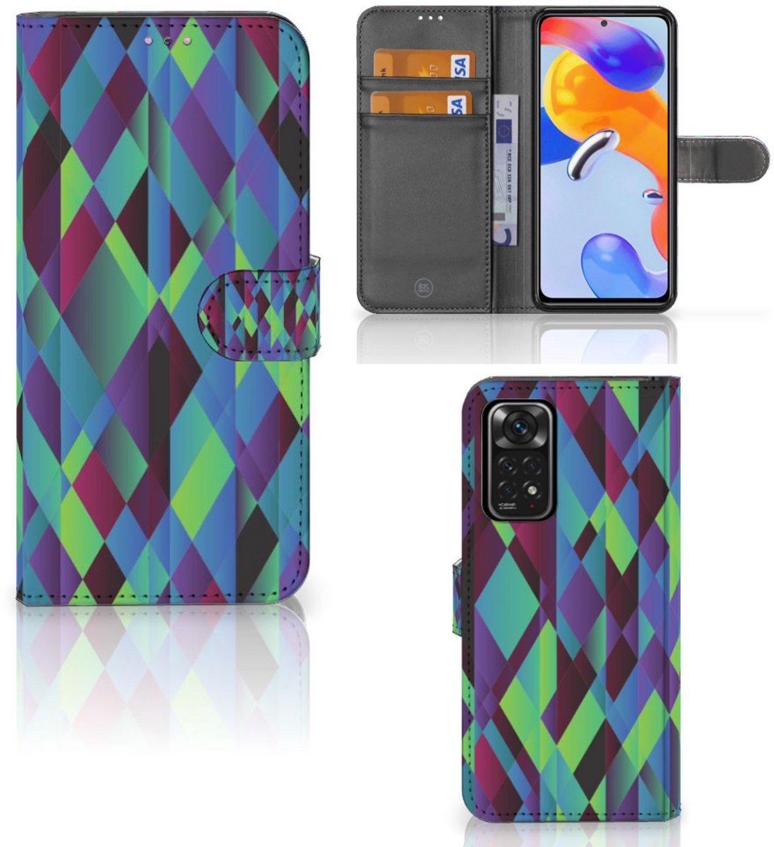 Xiaomi Redmi Note 11 Pro 5G/4G Book Case Abstract Green Blue