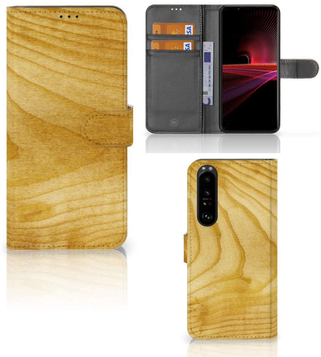 Sony Xperia 1 III Book Style Case Licht Hout