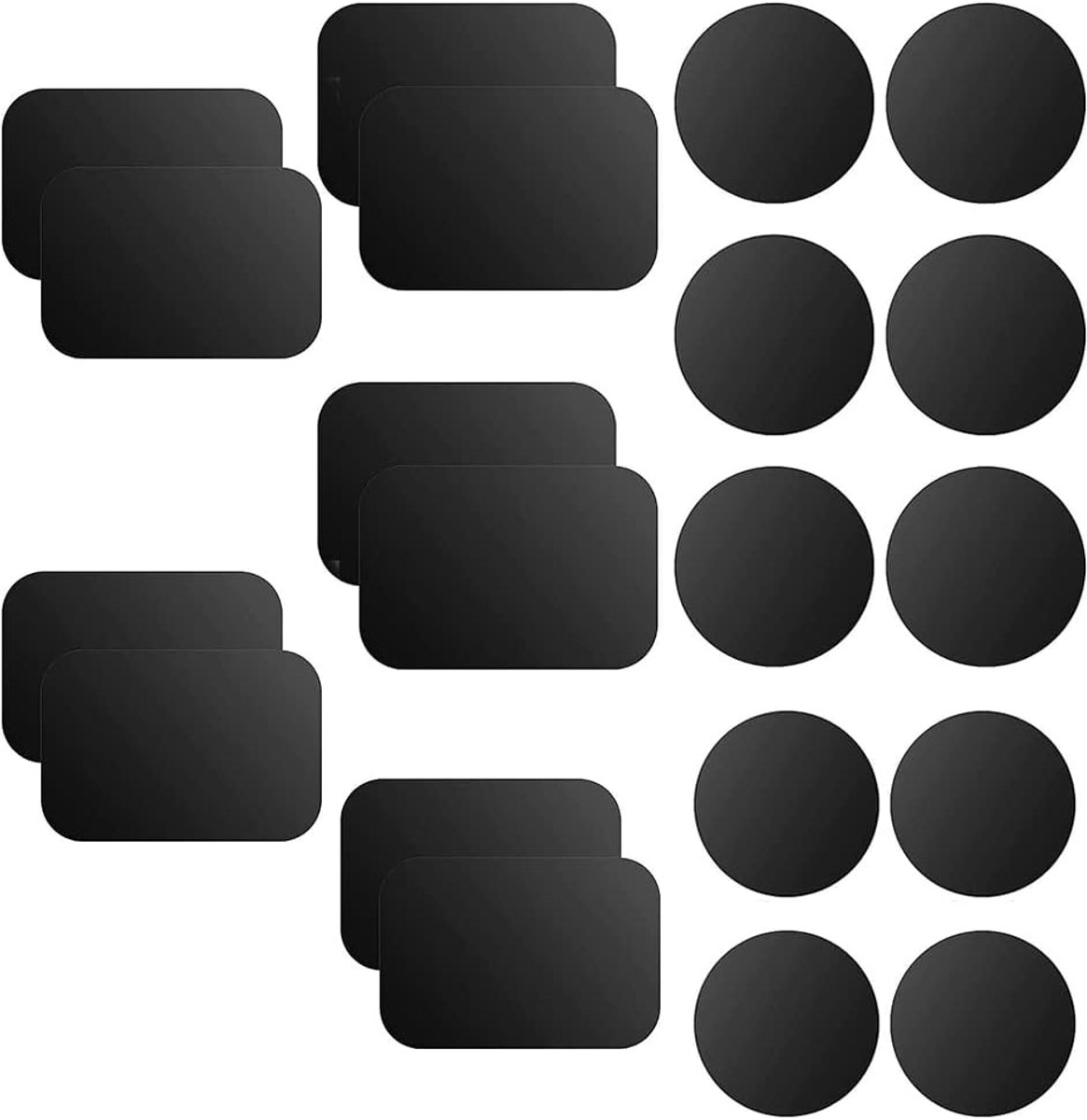 Pack van 20 zelfklevende platen voor magneten - Zeer dunne en sterke plakplaten voor mobiele telefoons en tablets, zwart