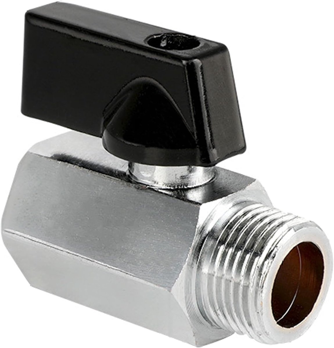 Mini kogelkraan G3/8 inch binnendraad en buitendraad, DN10 afsluitventiel met verchroomd oppervlak