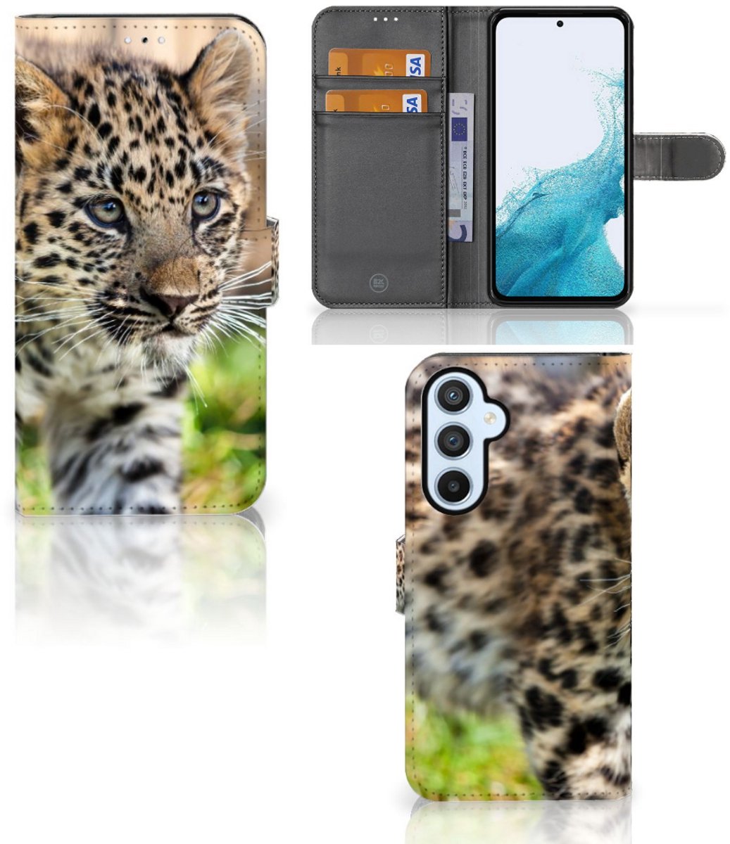 Samsung Galaxy A54 5G Telefoonhoesje met Pasjes Baby Luipaard