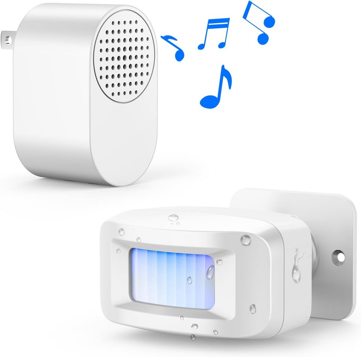 Bewegingssensor Alarm Draadloos Weerbestendig - Oprit Alarm met Plug-in Ontvanger en Lange Afstand