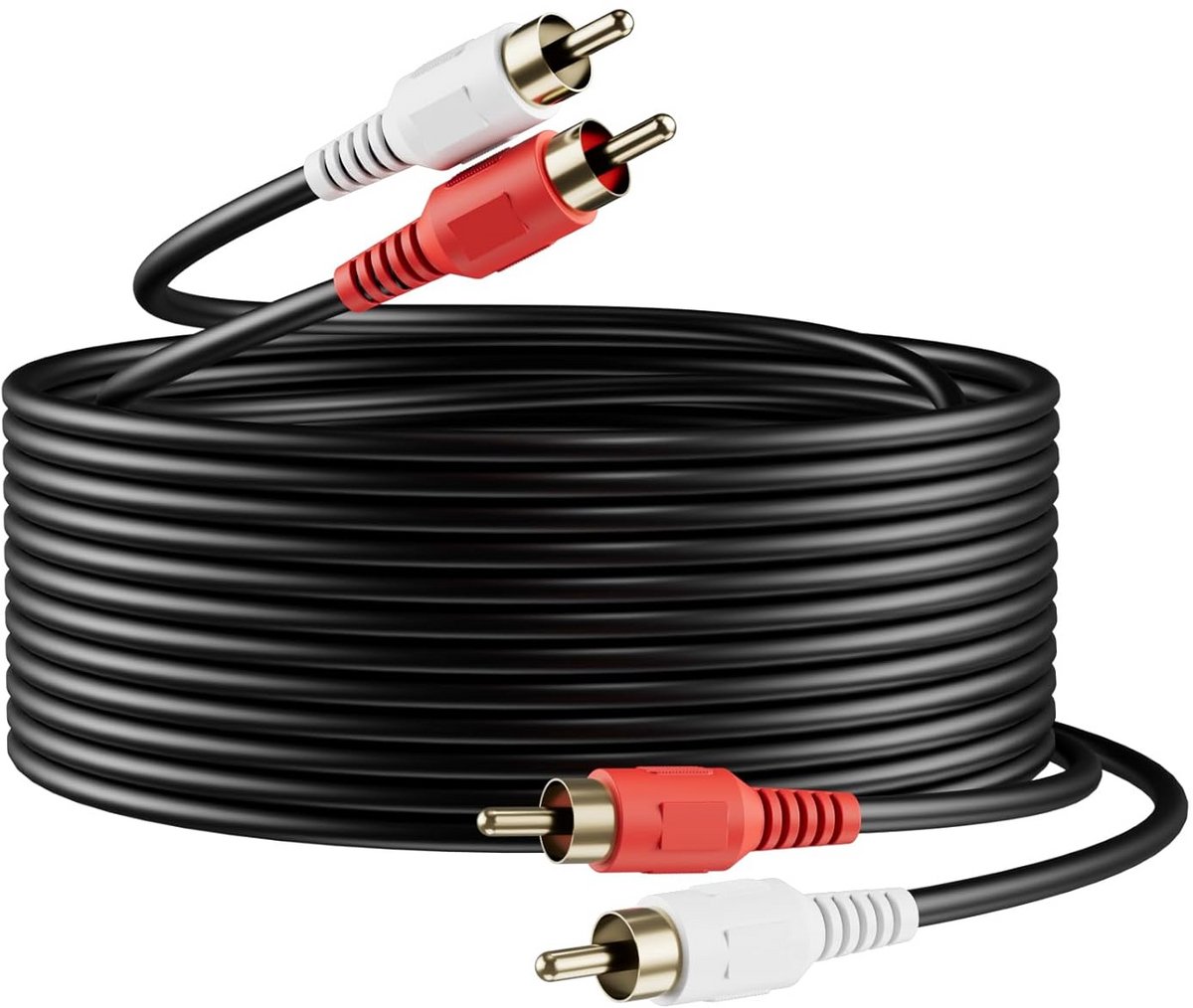 30ft RCA Kabel - 2RCA Mannelijk naar 2RCA Mannelijk - Hifi Audio Stereo Subwoofer Kabel voor Thuisbioscoop en Versterkers
